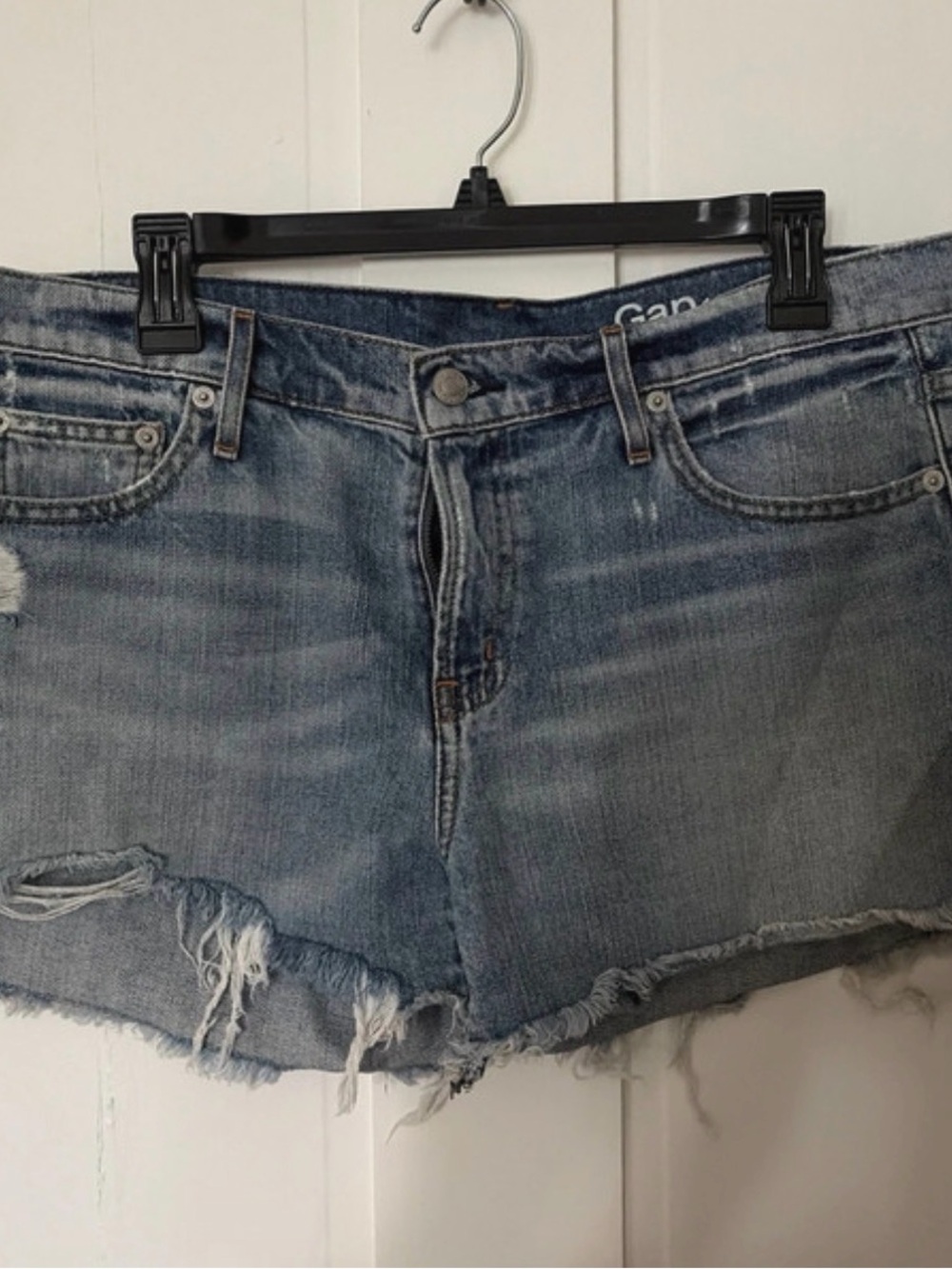 GAP Women's Distressed Light Blue Denim Shorts